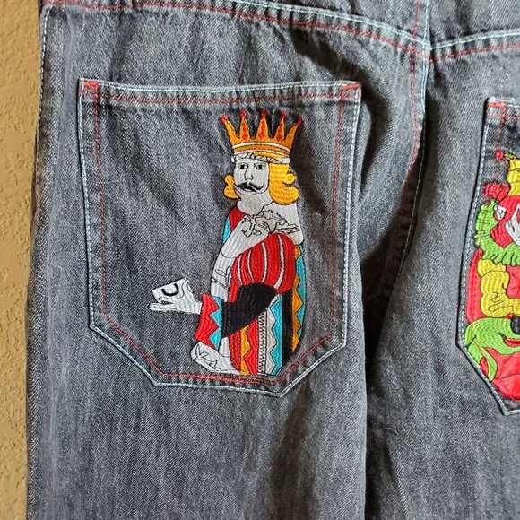 Black Jeans 36x32 Embroidered Pockets - Picture 5 of 5